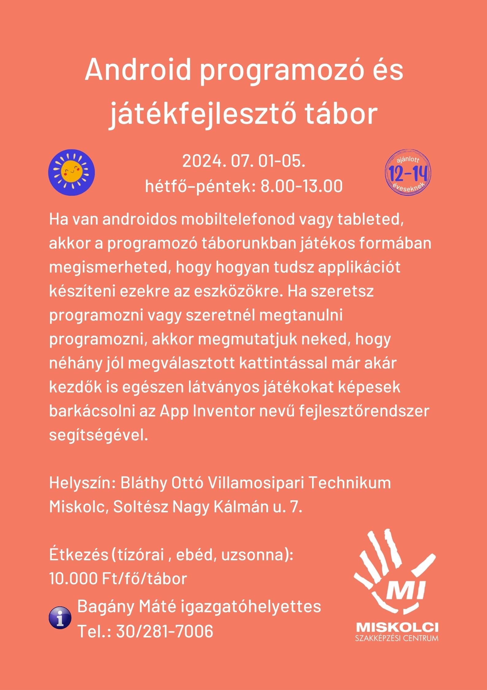 Android programozó és játékfejlesztő tábor - plakát